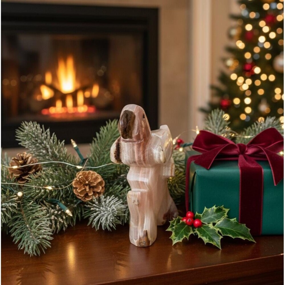 Handmade Marble Parrot Figurine, Christmas Gift, Unique Stone Animal Sculpture